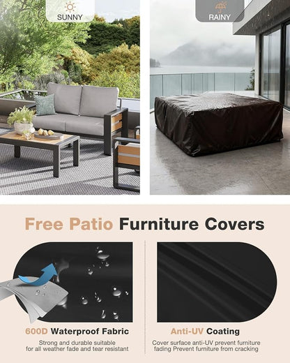Aoxun Aluminum Patio Furniture Set, 4 Piece Luxury Outdoor Sectional - Image 8