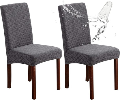 Genina Waterproof Chair Covers for Dining Room Set of 2, Stretch Jacquard by Genina