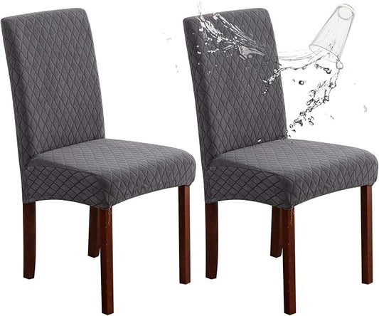 Genina Waterproof Chair Covers for Dining Room Set of 2, Stretch Jacquard by Genina