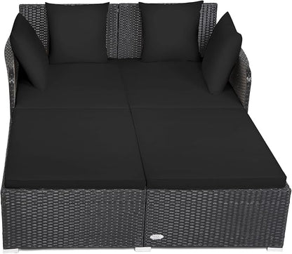 Tangkula Outdoor Rattan Daybed, Wicker Furniture - Image 8