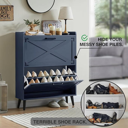 Barnyatoh Shoe Storage Cabinet, Farmhouse Shoe Organizer - Image 3