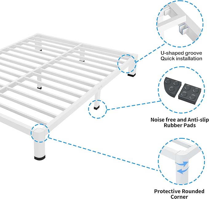 ROIL 4 Inch White King Bed Frame - Image 5