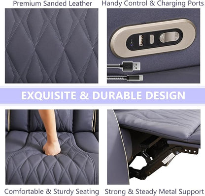 Power Recliner Sofa Set, Luxury Recliner Sofa & 2 Chairs - Image 4