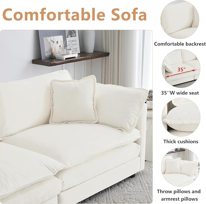 mikibama Luxury 3 Piece Sofa Set, 2 Pieces of Single Sofa and 1 Piece of 3 - Image 3