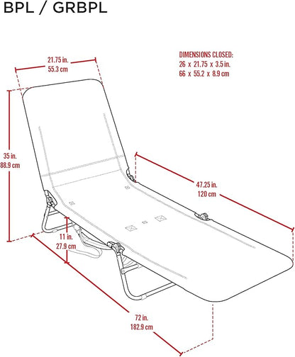 Rio Beach Portable Lay Flat Folding Backpack Beach Lounge Chair - Image 3