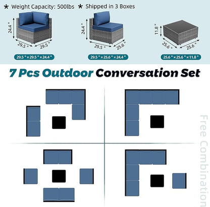 SUNLEI 7pcs Patio Conversation Sets Outdoor Furniture Sets, High Back - Image 5