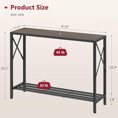 Tajsoon Industrial Console Table 41.8", 2 Tier Entryway Table - Image 3