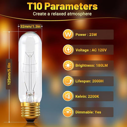T10 Tubular Light Bulbs 25 Watt Incandescent Light Bulb, T10 Bulb, 120V 25W - Image 6