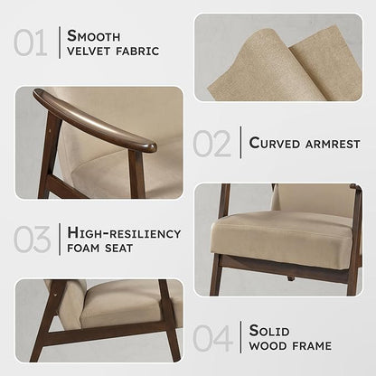 Lexicon Mid Century Modern Chair Velvet Accent Chair - Image 3
