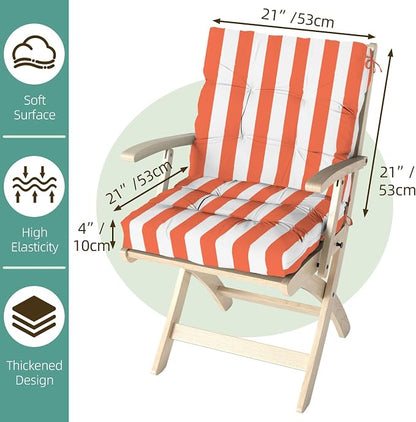 Outdoor Chair Cushion, High Back Soft Seat Pad, Indoor Outside Use, - Image 9