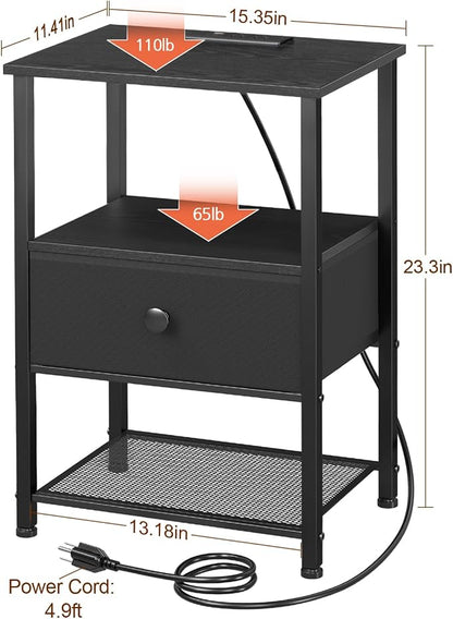 LOAKEKEL Night Stand Set 2, LED Nightstand - Image 2
