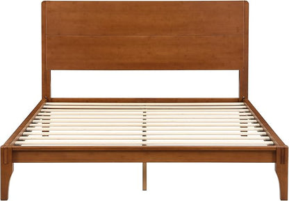 Merax Queen Size Bamboo Platform Bed, Mid-Century Modern Bed Frame - Image 6