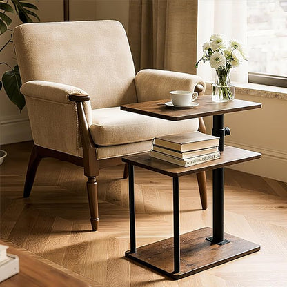 Faesun 360° Swivel Side Table for Height Adjustable, C Shaped End Table for - Image 6