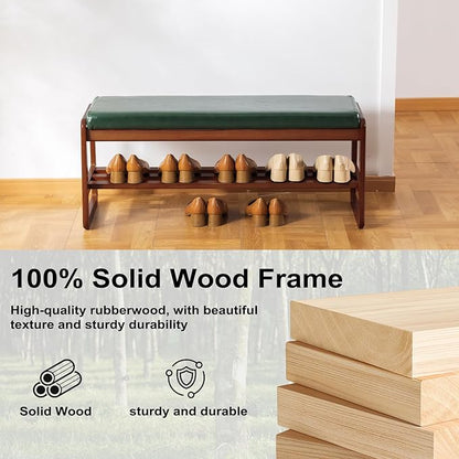 SOBIBO Solid Wood Shoe Bench, 2-Tier Wooden Entryway Bench, Modern Shoe Rack - Image 5
