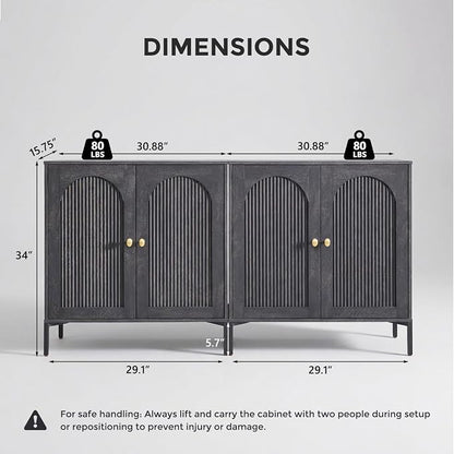 IFBUY Modern Sideboard Buffet Cabinet, 123.5" W Fluted Arched Buffet Cabinet - Image 2
