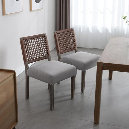 LZAREAL Farmhouse Dining Chairs Set of 4 Linen Fabric Upholstered Accent Side - Image 4