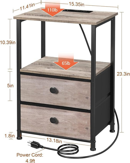 LOAKEKEL Night Stand Set 2, LED Nightstand - Image 3
