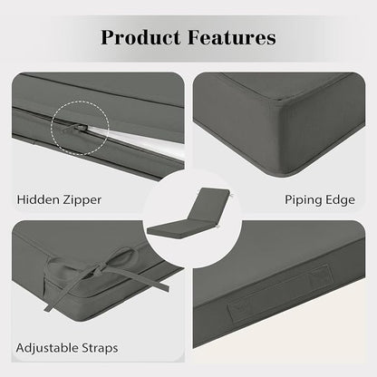 Chaise Lounge Cushions Outdoor, 4 Adjustable Ties Lounge Chair Cushions - Image 3