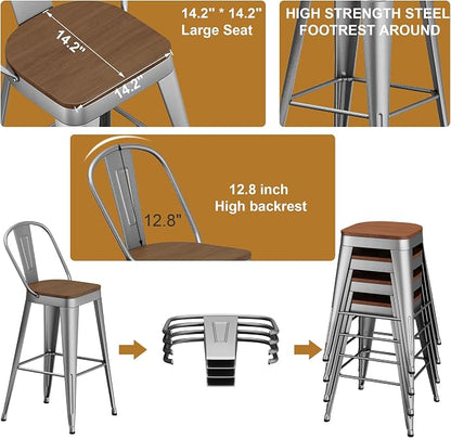 Andeworld Metal Bar Stools Set of 4, 26 inch Counter Height Barstools - Image 6