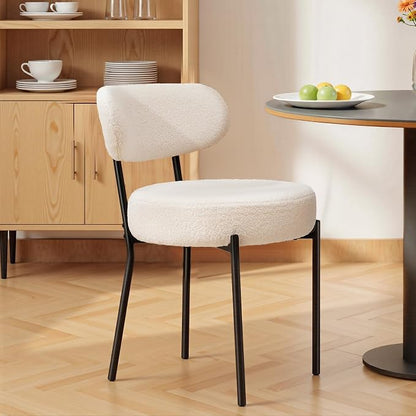 DUMOS Dining Chairs Set of 2, Mid Century Modern Chair Round Upholstered Curved - Image 3