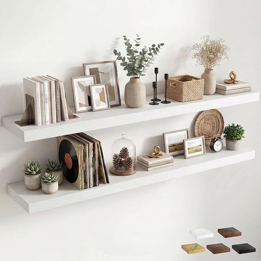 12 inch Deep Floating Shelves for Wall, 72 inch Wide Engineered Wood Wall by Venusmiles