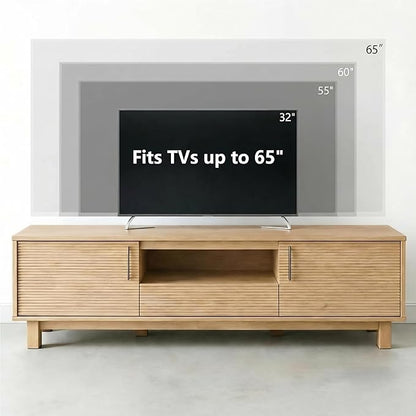 Amada 58" TV Stand for TVs up to 65 Inch, Fluted Entertainment Center - Image 2