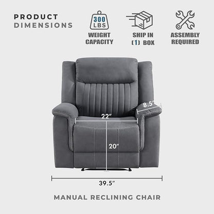 Lexicon Manual Recliner Chair, Polished Microfiber Reclining Sofa Chair - Image 4