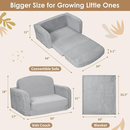 Foryoomi Extra Wide 2 in 1 Convertible Toddler Kids Couch - Image 2