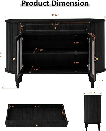 XUZENEST 47'' Fluted Sideboard Buffer Cabinet - Image 2