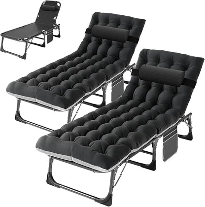 ABORON 2PK Oversized Chaise Lounge Chair, 5 Positions Padded Outdoor Tanning by ABORON