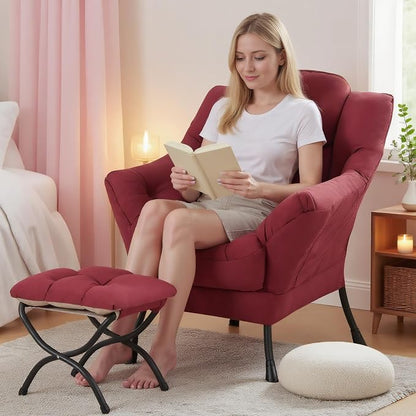 Tiita Lazy Chair with Ottoman, Comfy Leisure Sofa Armchair with Ottoman - Image 8