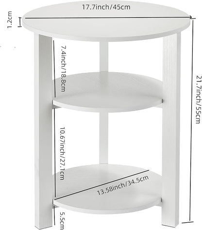 Farmhouse 3-Tier Round Side Table, 17.7 * 21.7inch End Table - Image 3