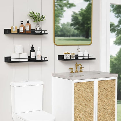 Forbena Black Floating Shelves for Wall, Bahtroom Wall Shelves Over Toilet - Image 2