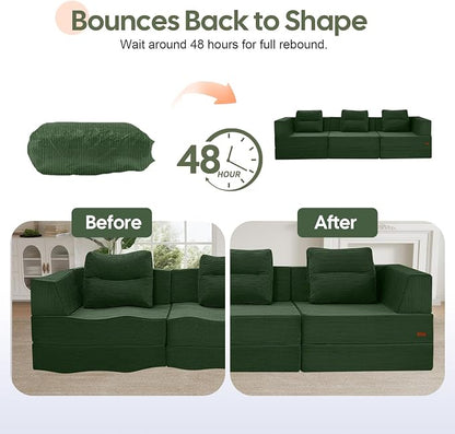 COMAX Futon Sofa Bed 3 Seater, 4 in 1 Folding Boneless Sleeper Corduroy Couch - Image 8
