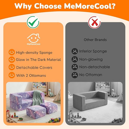 MeMoreCool Unicorn Modular Kids Couch, Glow Rainbow Play Toddler Couch - Image 8