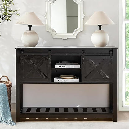 Black Farmhouse Entryway Table, Rustic Hallway Table - Image 3