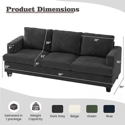 Apicizon 3-Seater Sofa & 3-Seater Sofa, 2 Piece Set Comfy Couch - Image 2
