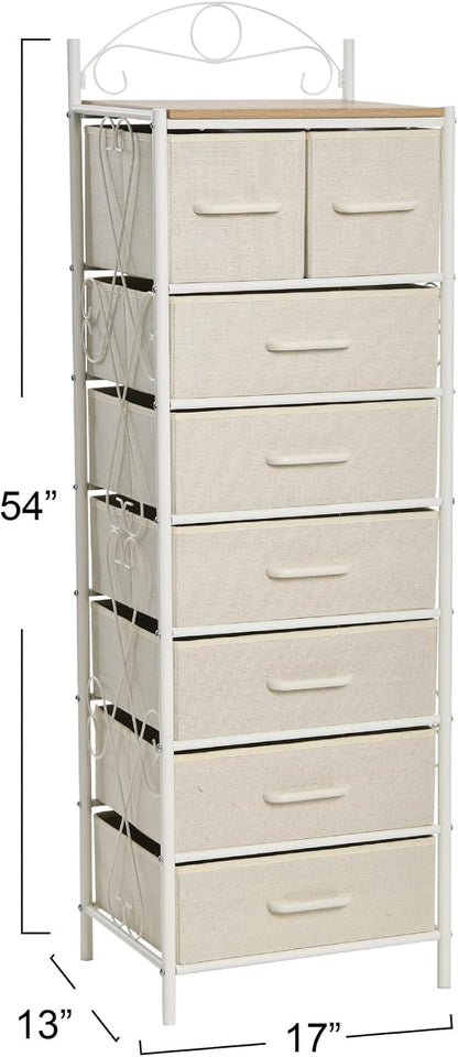 Household Essentials Coastal Oak and Iron 8-Drawer Dresser Tower - Image 3