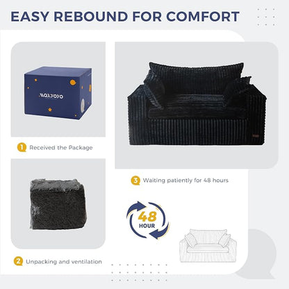 MAXYOYO 59" Bean Bag Sofa Couch, Loveseat Boneless Couch in a Box, Upholstered - Image 7