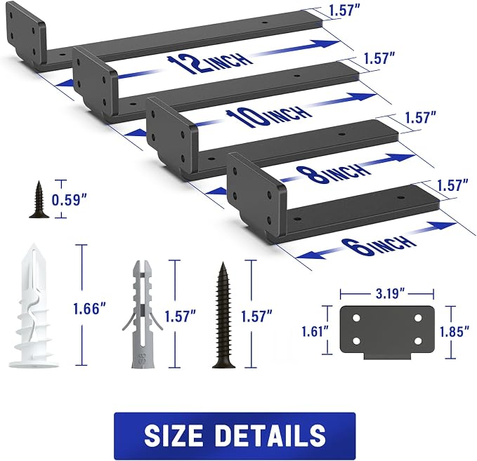 Goovilla Shelf Bracket, Heavy Duty Floating Shelf Brackets 10 inch Long - Image 3