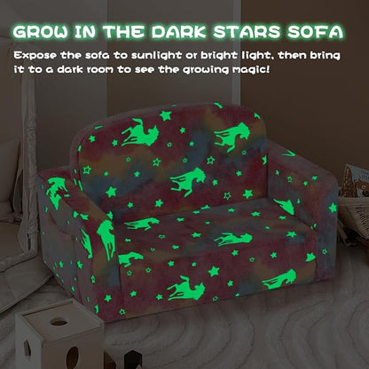 Foryoomi Extra Wide Kids Couch, Kids Sofa, Toddler Sofa, Glow in The Dark - Image 5