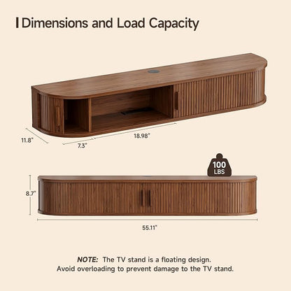 55" Floating TV Stand with Power Outlet - Image 2