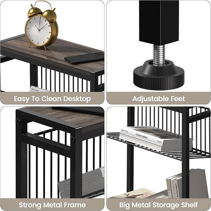 Small Side Table Set of 2 for Small Space, 3-Tier Narrow End Tablewith Magazine - Image 6
