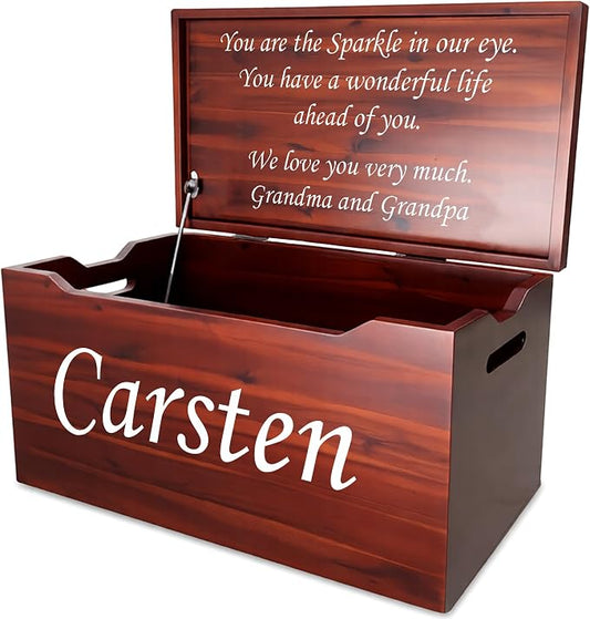 Personalized Engraved Name, Fully Assembled, Solid Wood Storage Trunk by Unknown