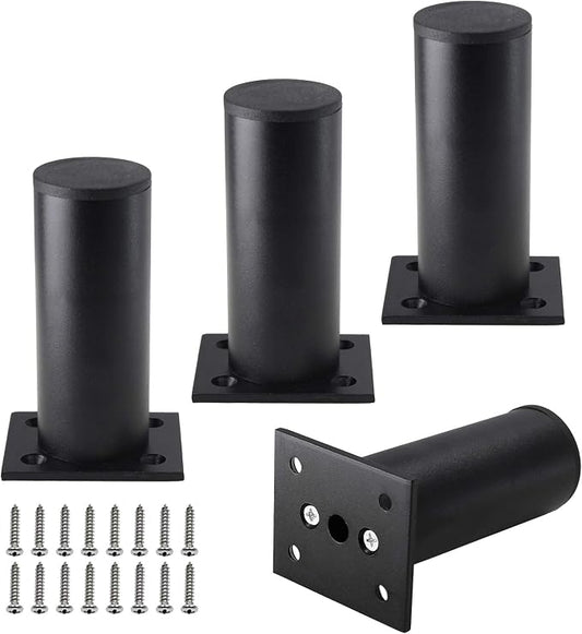 Set of 4 Furniture Legs 4 Inch, Adjustable Aluminum Alloy Cabinet Legs by Kyuionty
