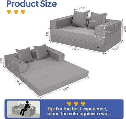 COMAX Futon Sofa Bed, 4‑in‑1 Convertible Sofa Bed, Folding Boneless Couches - Image 2