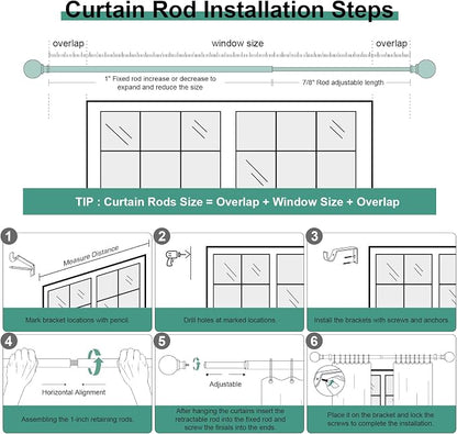 QDWIS Boho Wood Curtain Rods for Windows 28 to 48 inch, Rustic Decorative - Image 7