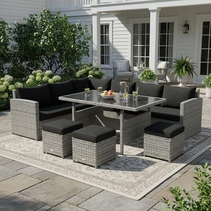 Tangkula 7 Pieces Patio Furniture Set, Outdoor Sectional Rattan Sofa Set by TANGKULA