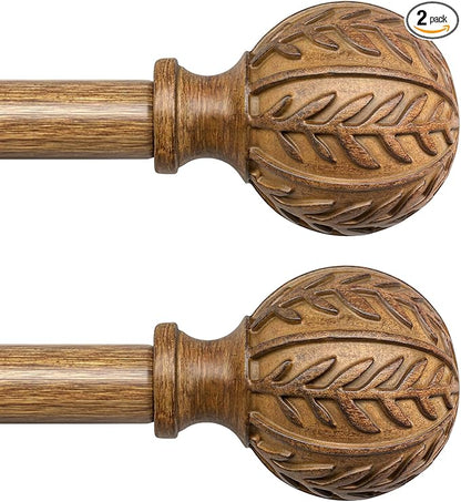 QDWIS 2 Pack Boho Wood Curtain Rods by Unknown