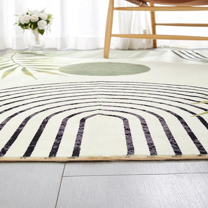 RoomTalks Mid Century Modern Washable Rug, Boho Cute Aesthetic 6x9 Area Rugs - Image 4